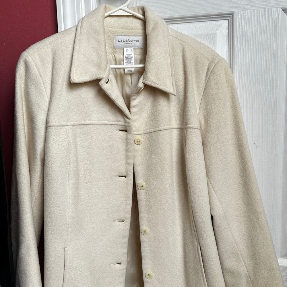 cream liz claiborne coat